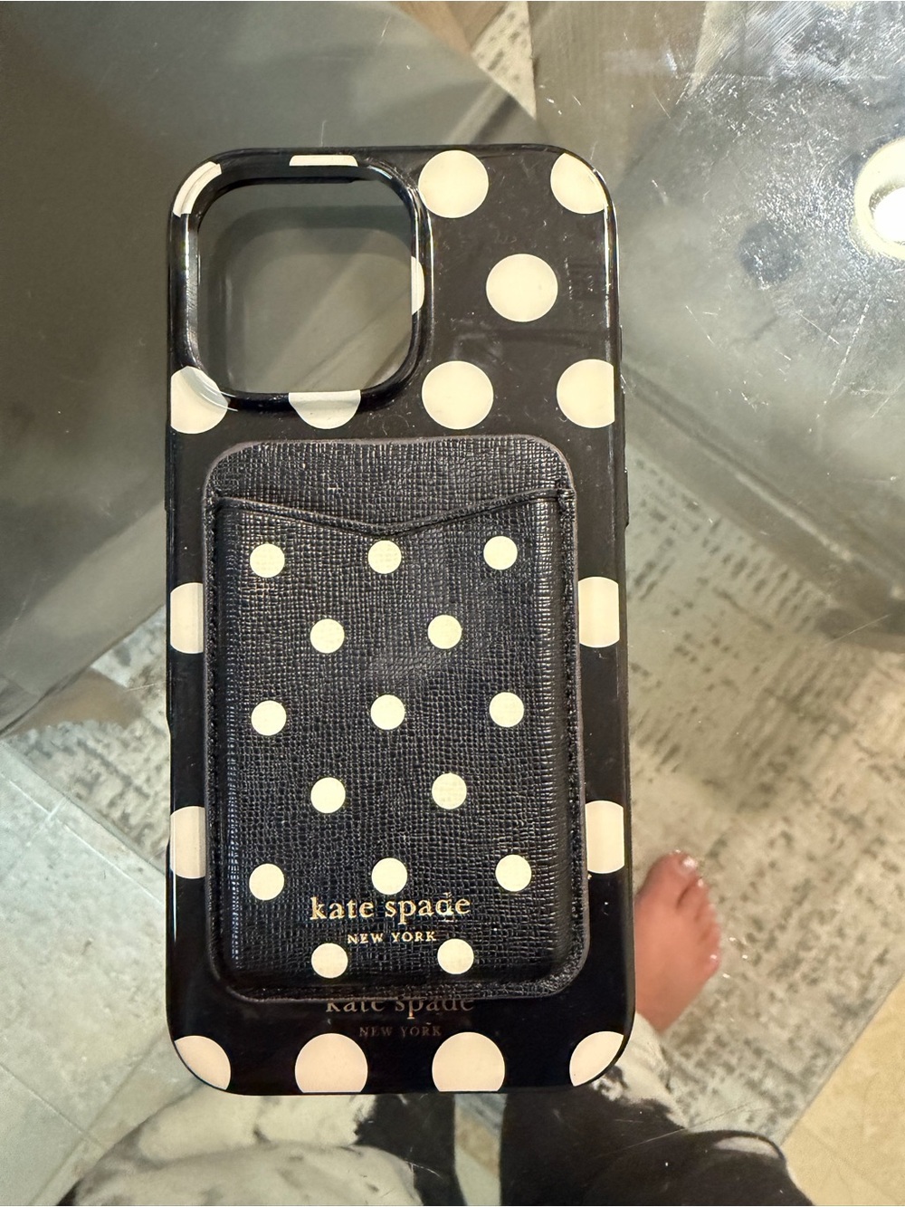 kate spade Black and White Polka Dot Phone Case with Card Pocket